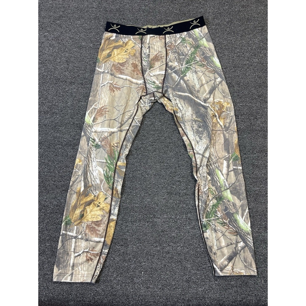 Terramar Mens Camo Thermal Base Layer Leggings FleeceLined Hunting Pants Medium